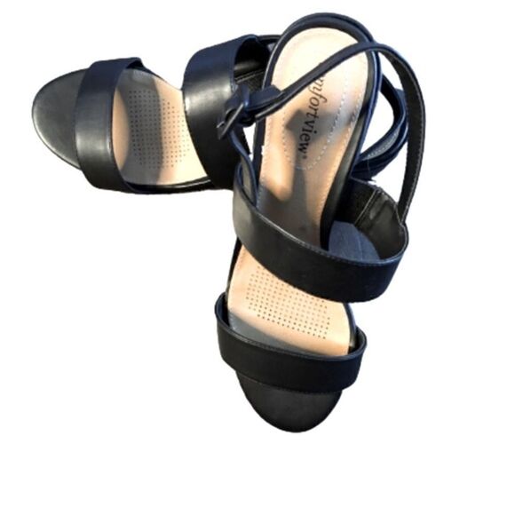 COMFORTVIEW  SANDALS - 9 WW BLACK | 2 1/2" HEEL | ADJUSTABLE BUCKLE - Picture 1 of 7